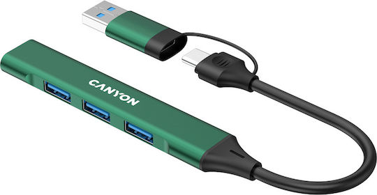 Canyon Hub 4 Θυρών USB 2.0 με σύνδεση USB-A Πράσινο