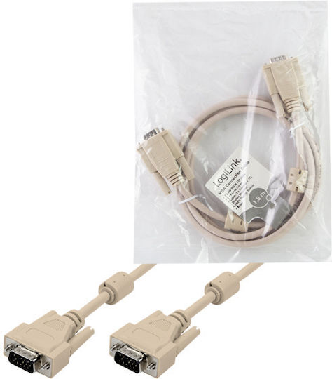 LogiLink Кабел VGA мъжки - VGA мъжки Бял 1.8м (CV0034)