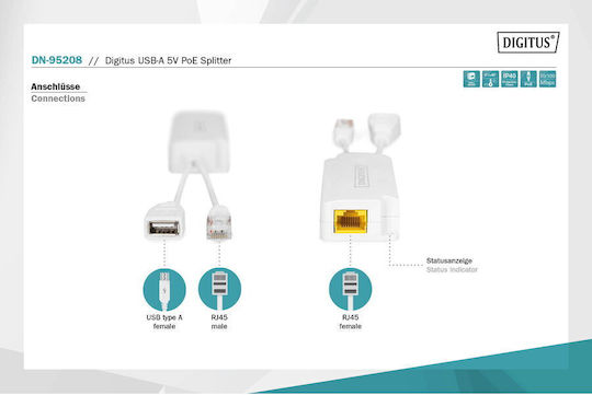 Poe Splitter Digitus Digitus Usb-a 5v
