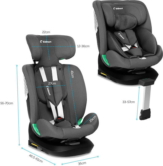 Kidnort Radjur Καθισματάκι Αυτοκινήτου i-Size με Isofix Μαύρο
