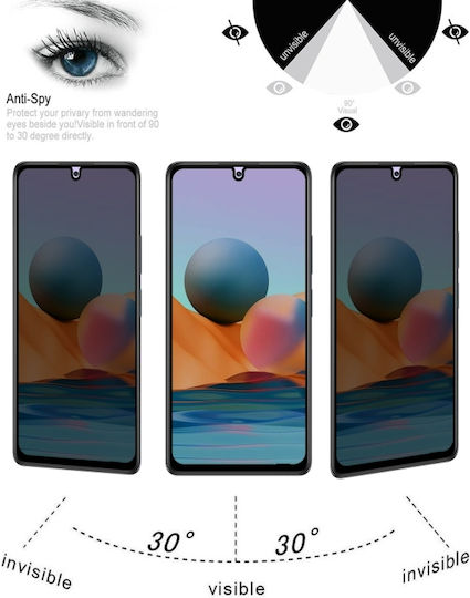 Anti-spy Поверителност Закалено стъкло за цялото лице Черен (Xiaomi Redmi Note 10 Pro)