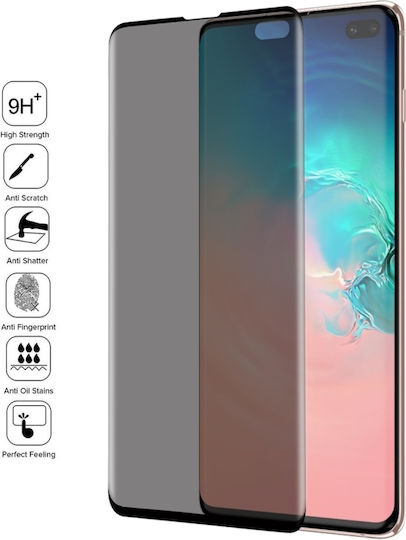 Anti Spy Закалено стъкло за цялото лице Черен (Galaxy S10+)