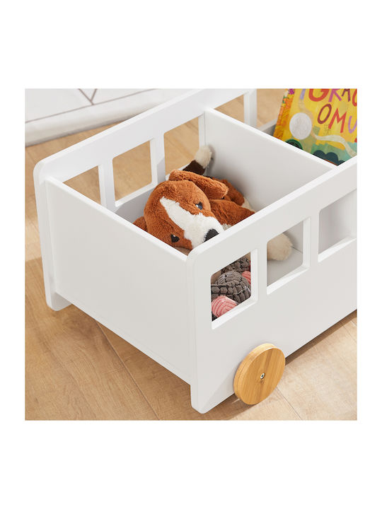 Kids Wooden Bookcase White 69x33.5x41cm