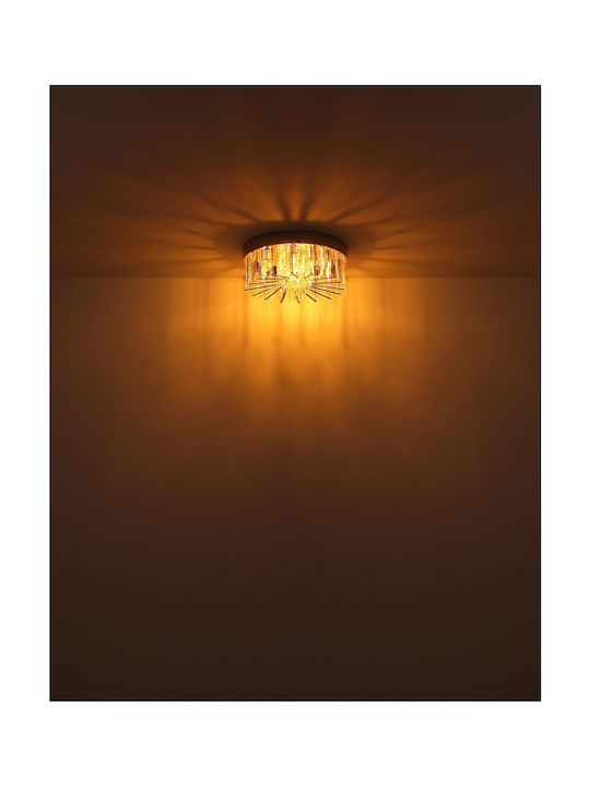 Globo Lighting Πλαφονιέρα Οροφής Ασημί με Ντουί E14