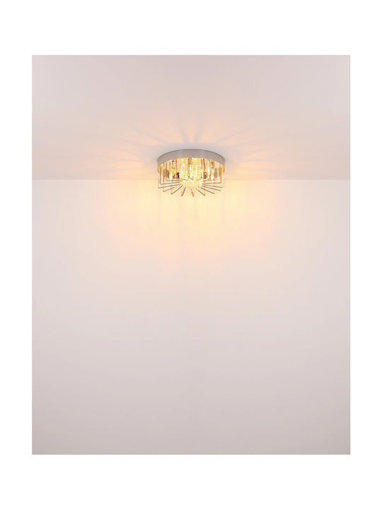 Globo Lighting Πλαφονιέρα Οροφής Ασημί με Ντουί E14