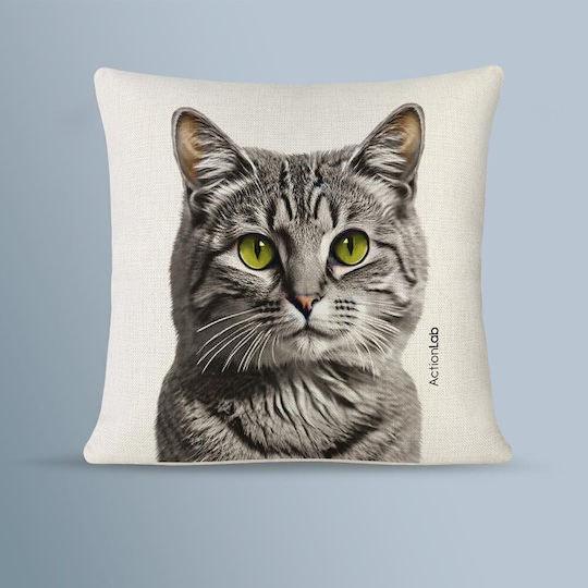 Action Lab Pillow Tiger Cat Grey