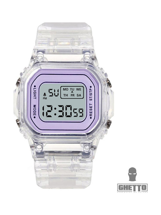 Ghetto Digital Women's Watch with Transparent Rubber Strap