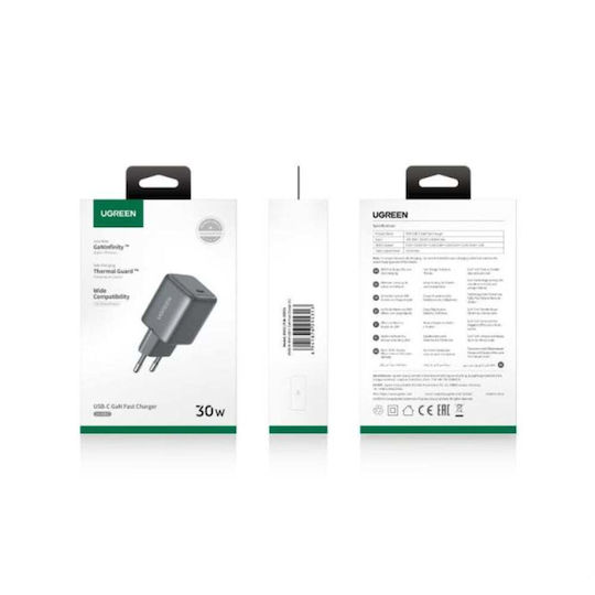 Ugreen Charger Without Cable GaN with USB-C Port 30W Power Delivery / Quick Charge 4.0 Blacks (X513)