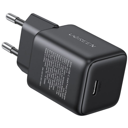 Ugreen Charger Without Cable GaN with USB-C Port 30W Power Delivery / Quick Charge 4.0 Blacks (X513)