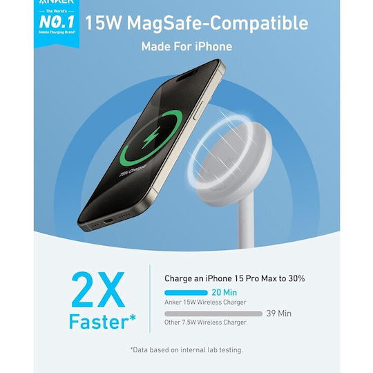 Anker Kabelloses Ladegerät (Qi Pad) und Kabel USB-C 15W Weißs (Maggo Stand)