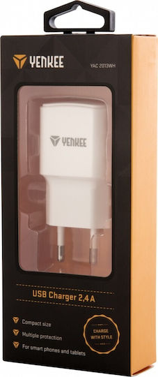 Yenkee Φορτιστής Χωρίς Καλώδιο με Θύρα USB-A Λευκός (YAC 2013WH)