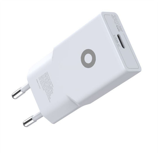 Mobile Origin Φορτιστής Χωρίς Καλώδιο GaN με Θύρα USB-C 30W Power Delivery Λευκός (MO17)