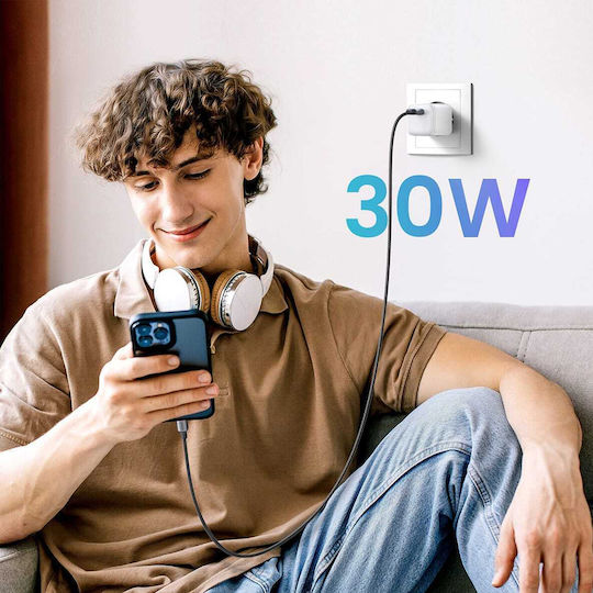 Ugreen Charger Without Cable GaN with USB-C Port 30W Power Delivery / Quick Charge 4.0 Whites (X513)