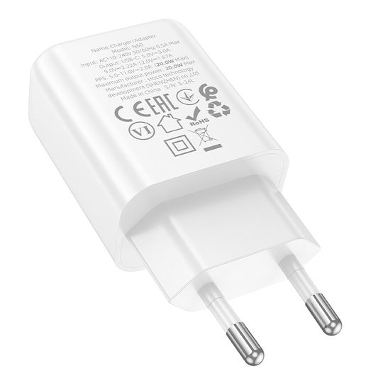 Hoco Φορτιστής Χωρίς Καλώδιο με Θύρα USB-C 20W Power Delivery / Quick Charge 3.0 Λευκός (N60)