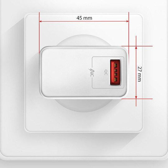 Axagon Зарядно без кабел 19W Quick Charge 3.0 Бял (AZAXNLSACUQC19W)