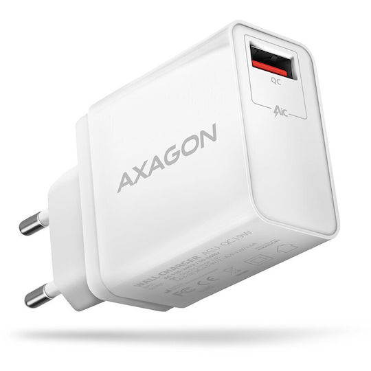 Axagon Зарядно без кабел 19W Quick Charge 3.0 Бял (AZAXNLSACUQC19W)