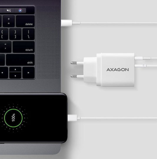 Axagon Φορτιστής Χωρίς Καλώδιο με Θύρα USB-A και Θύρα USB-C Quick Charge 3.0 Λευκός (ACU-PQ22W)
