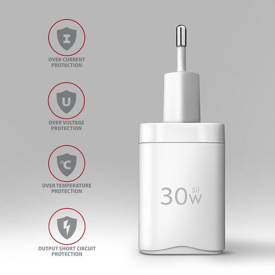 Axagon Charger Without Cable with USB-C Port 30W Power Delivery / Quick Charge 3.0 Whites