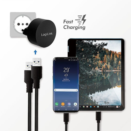 LogiLink Φορτιστής Χωρίς Καλώδιο με 2 Θύρες USB-A 10.5W Μαύρος (PA0218)