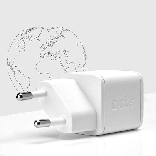 SBS SBS GaN Handyladegerät ohne Kabel mit USB-C Ausgangsanschluss 20W Stromlieferung Weiß