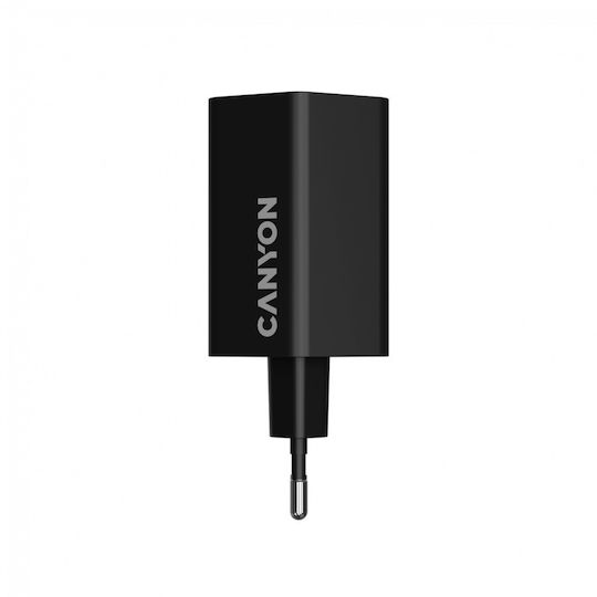 Canyon Φορτιστής Χωρίς Καλώδιο GaN με Θύρα USB-A και 2 Θύρες USB-C 65W Power Delivery Μαύρος (Hexagon 65)
