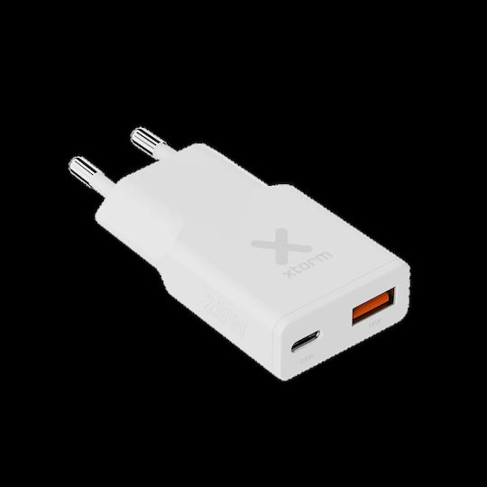 Xtorm Încărcător Fără Cablu cu Port USB-A și Port USB-C 25W Livrarea energiei / Quick Charge 3.0 Albς (XG2SL025)