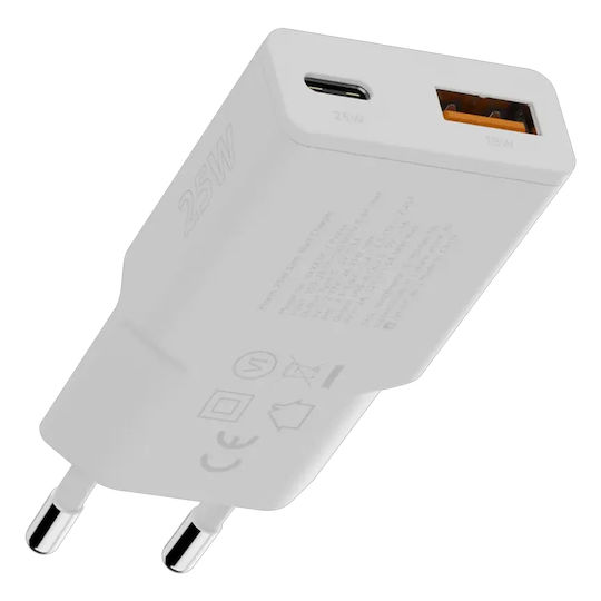 Xtorm Încărcător Fără Cablu cu Port USB-A și Port USB-C 25W Livrarea energiei / Quick Charge 3.0 Albς (XG2SL025)