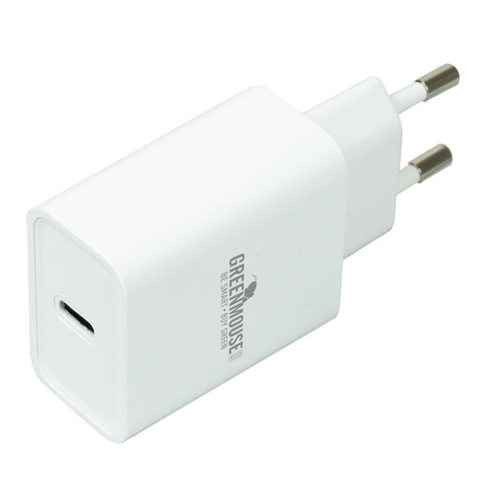 Green Mouse Φορτιστής Χωρίς Καλώδιο με Θύρα USB-C 20W Power Delivery Λευκός (66956678)