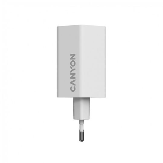 Canyon Φορτιστής Χωρίς Καλώδιο GaN με Θύρα USB-A και 2 Θύρες USB-C 65W Power Delivery Λευκός (CND-CHAHEX65W)