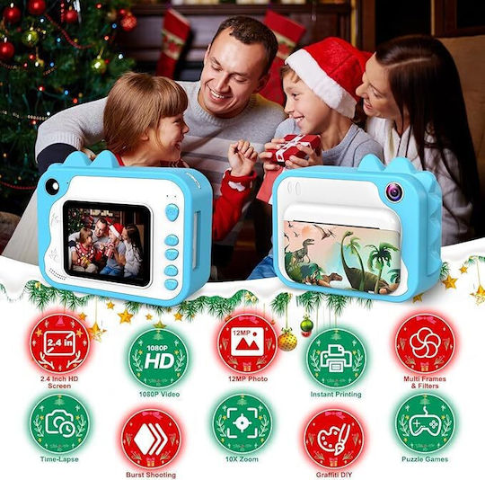 X001TPL5FR Cameră Foto pentru Copii 12MP cu Imprimare Termică Zoom Optic 10x