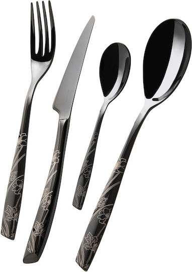 Casa Bugatti Riviera Set de Tacâmuri Inoxidabil Negre 24buc
