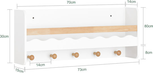 SoBuy Детска Закачалка Дървена 79x36x8см