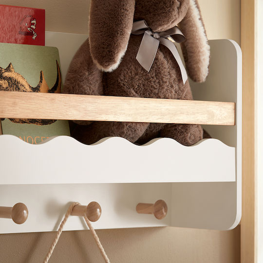 SoBuy Детска закачалка за стена Многопозиционен Дърво Бял 79x36x8εκ. 1бр