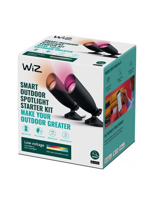 WiZ Стенно Външно Спот Осветление LED IP65 10W с Студено бяло Светлина 23x20x18εκ.