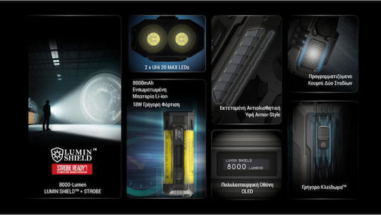 NiteCore Flashlight LED with Maximum Brightness 8000lm EDC37 Black