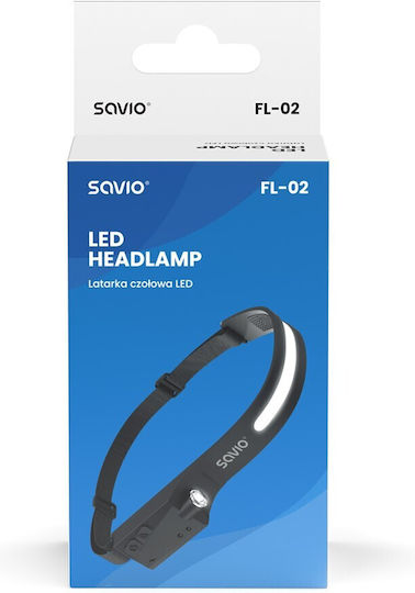 Savio Stirnlampe LED mit maximaler Helligkeit 350lm Schwarz