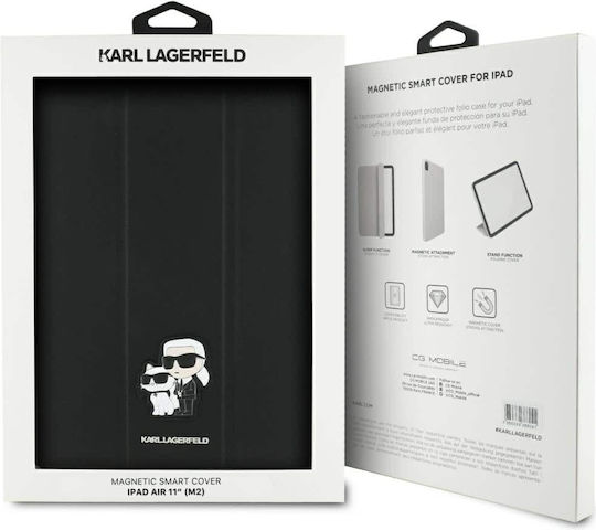 Karl Lagerfeld Saffiano Magnetic Karl & Choupette Flip Cover Black for iPad Air 11" 2024