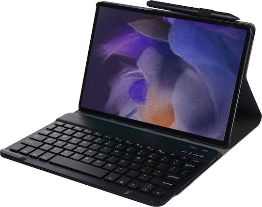 Abnehmbarer Klappdeckel mit Tastatur auf Englisch US Schwarze (Galaxy Tab A8)