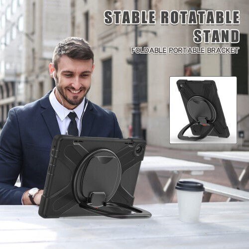 360 X-Armor Kickstand Flip Cover Περιστρεφόμενη Ανθεκτική Μαύρη (Lenovo Tab M10 (3rd Gen) 10.1'')