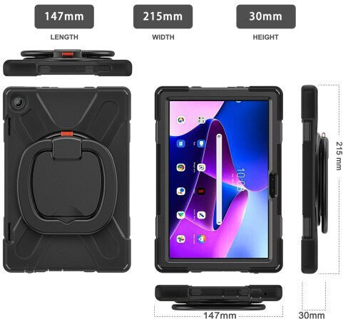 360 X-Armor Kickstand Flip Cover Περιστρεφόμενη Ανθεκτική Μαύρη (Lenovo Tab M10 (3rd Gen) 10.1'')