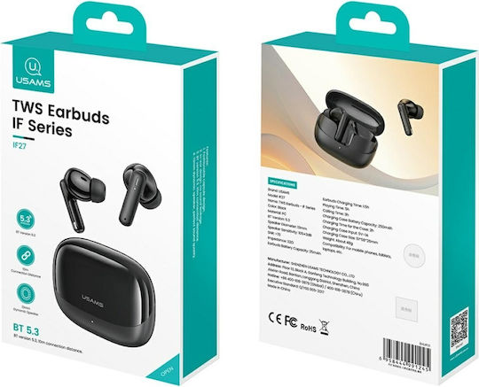 Usams IF27 In-ear Bluetooth Handsfree Căști cu Carcasă de Încărcare Negru