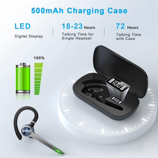 Techsuit G7 In-ear Bluetooth Handsfree Ακουστικό με Θήκη Φόρτισης Μαύρο