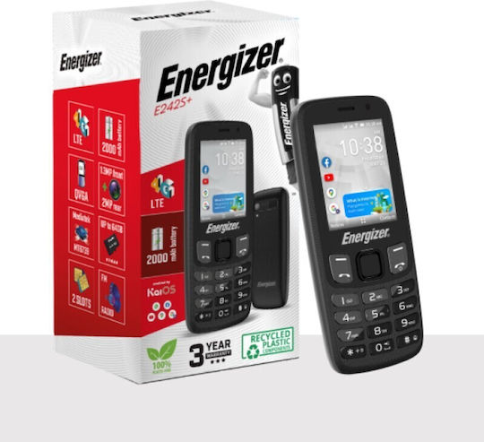 Energizer E242S Dual SIM (0.512/4GB) Мобилен телефон с Бутони Черен