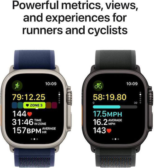 Apple Watch Ultra 2 2024 Titanium 49mm Waterproof with eSIM and Heart Rate Monitor (Black with Black Trail Loop - S/M)