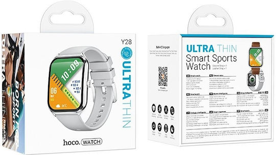 Hoco Y28 Smartwatch με Παλμογράφο (Ασημί)
