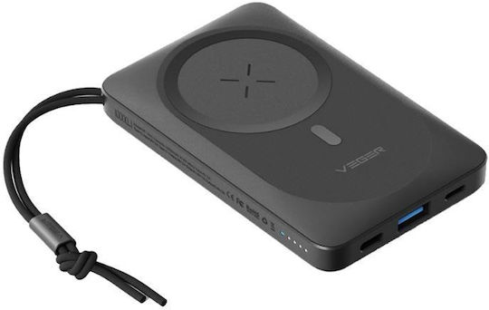 Veger MagOn Magnetic Wireless MagSafe Power Bank 10000mAh 20W cu Port USB-A și Port USB-C Livrarea energiei / Quick Charge 3.0 Gri