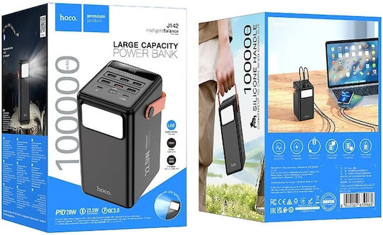 Hoco J142 Power Bank 100000mAh 22.5W with 6 USB-A Ports and 2 USB-C Ports Power Delivery Black