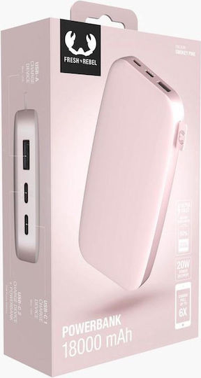 Fresh 'n Rebel Power Bank 18000mAh 20W with USB-A Port and 2 USB-C Ports Power Delivery Smokey Pink