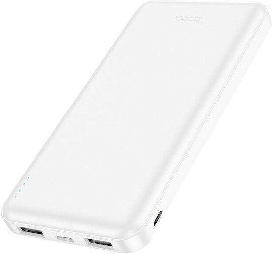 Hoco J100 Power Bank 10000mAh cu 2 Porturi USB-A Alb
