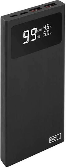 Emos B0531B Power Bank 10000mAh 22.5W με 2 Θύρες USB-A και Θύρα USB-C Μαύρο